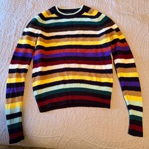 J.Crew | Supersoft 100% Wool Long Sleeve Crewneck Sweater In Multistripe Print